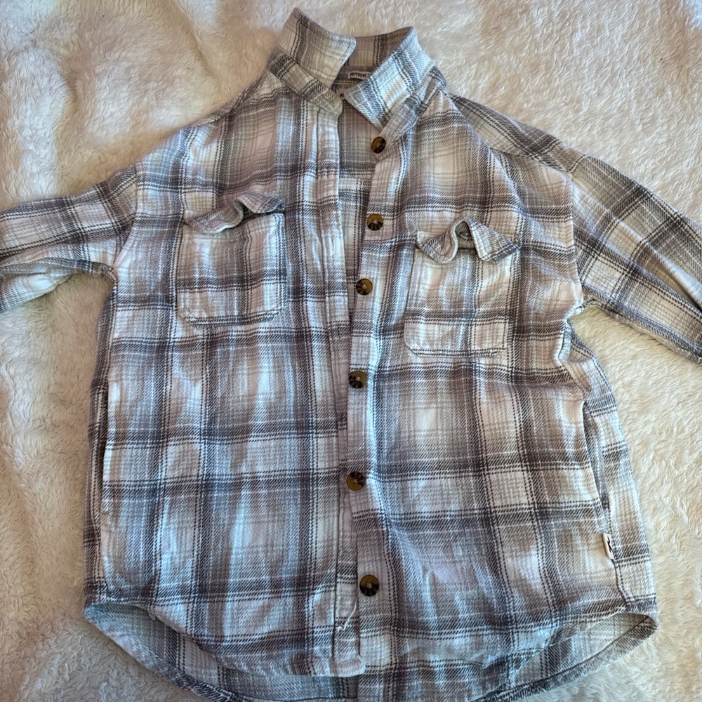 Grey and white plaid Hollister button-up shirt